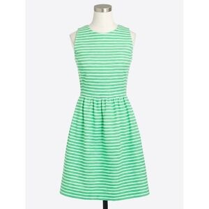 J.Crew Womens Striped Pleated Ponte Dress Caribbean Lime Ivory C4098 Small